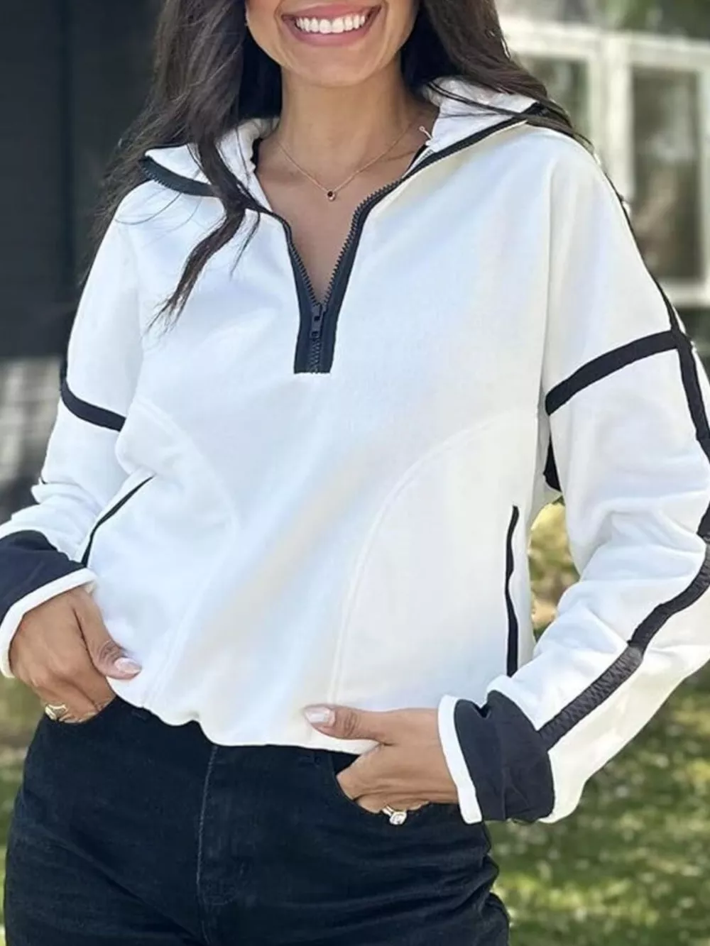 Half Zip Dropped Shoulder Sweatshirt, image 21