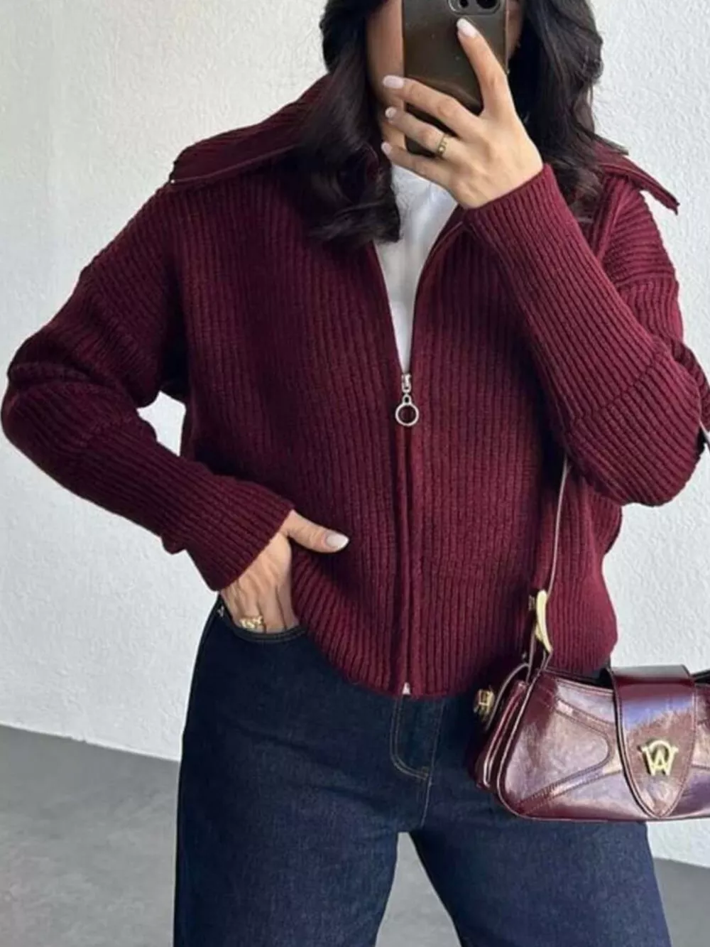 Zip Up Dropped Shoulder Cardigan, image 11