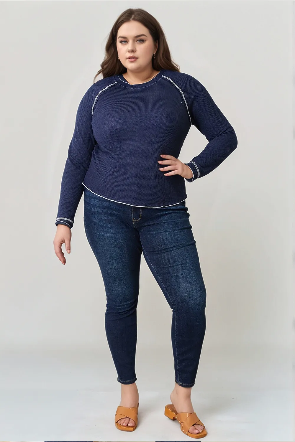 Long Raglan Sleeve Round Neck Top, image 2