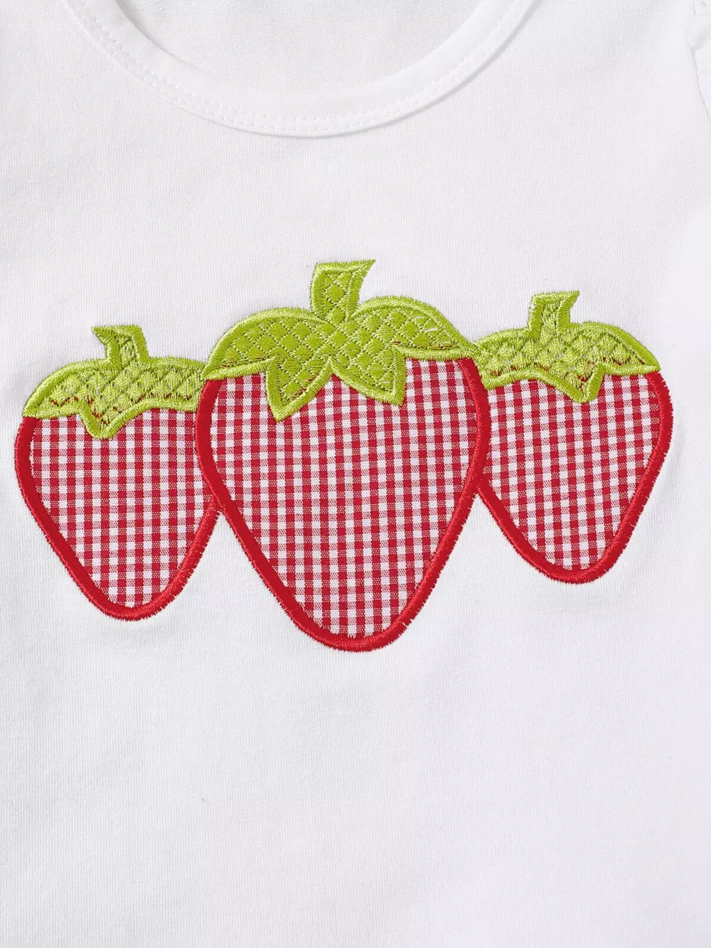 Children's Strawberry Gingham Ruffle Trim Top and Shorts Set, image 3