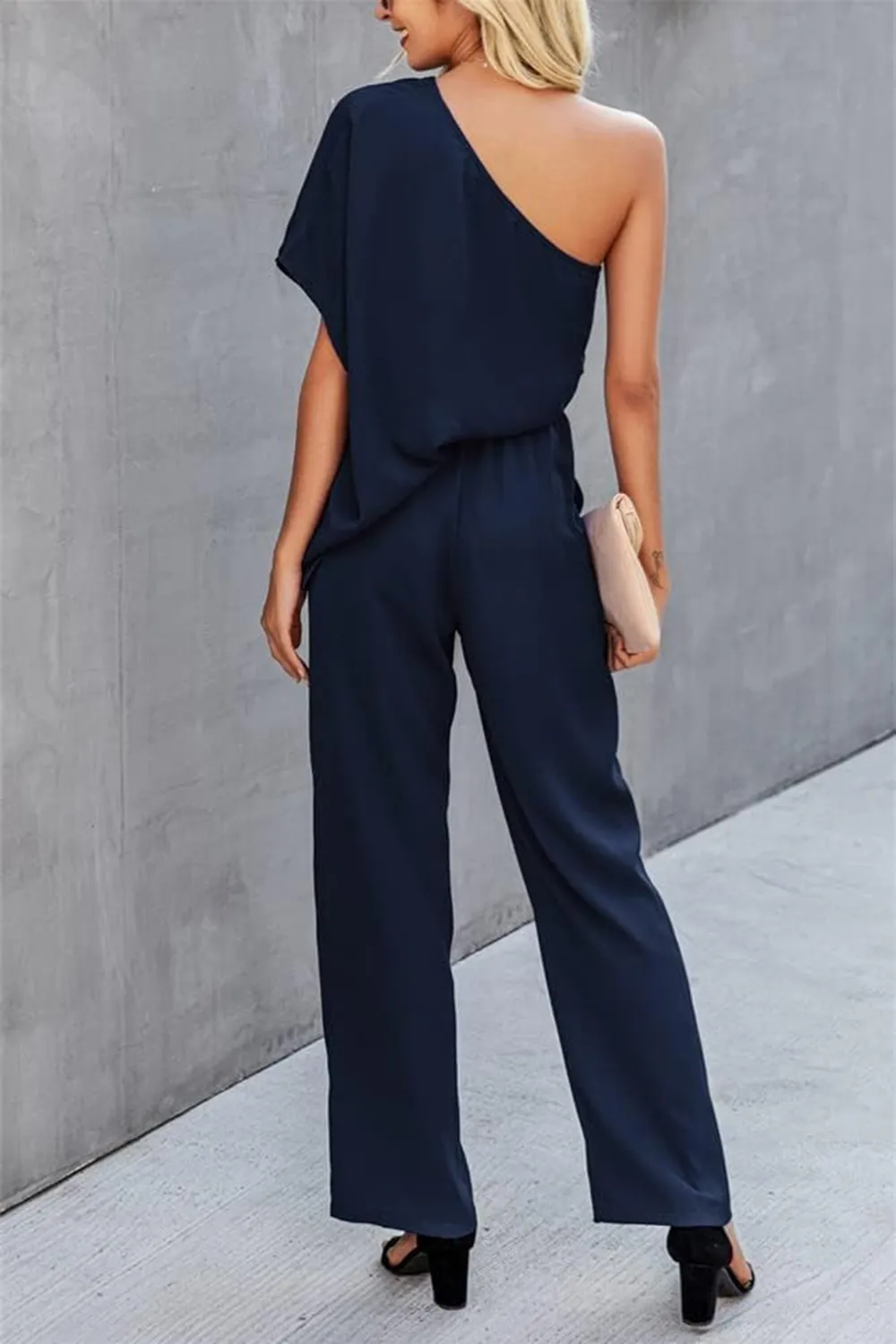 Single Shoulder Short Sleeve Jumpsuit, image 3