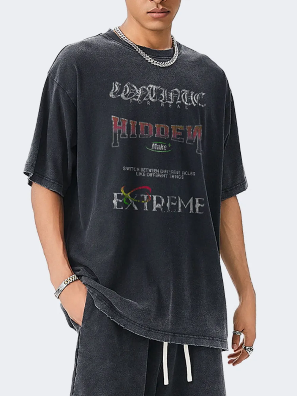 Men's Letter Graphic Round Neck Short Sleeve T-Shirt