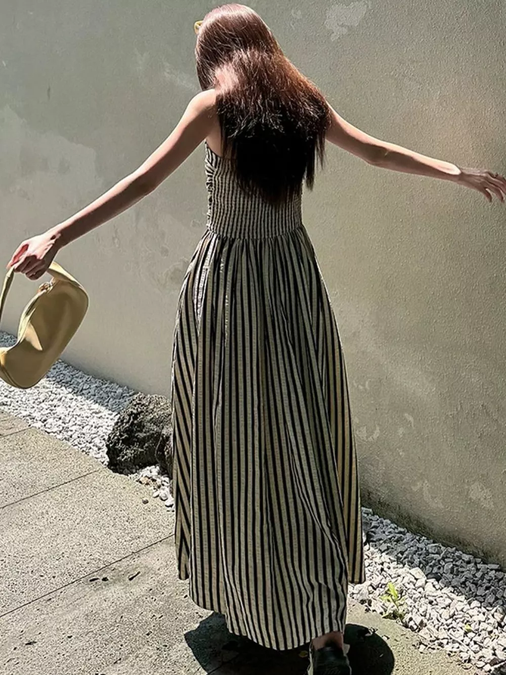 Striped Spaghetti Strap Casual Maxi Dress, image 4