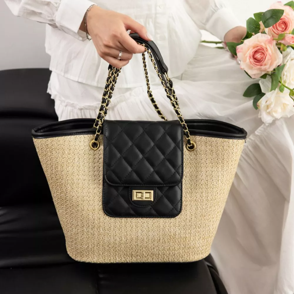 Woven Straw Shoulder Bag, image 4