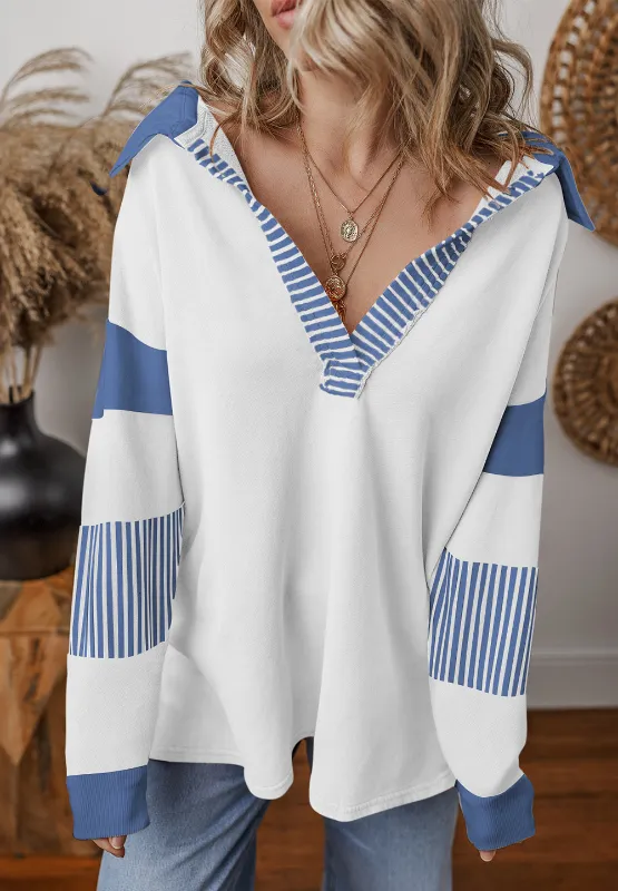 Color Block Johnny Collar Long Sleeve Sweatshirt, image 3