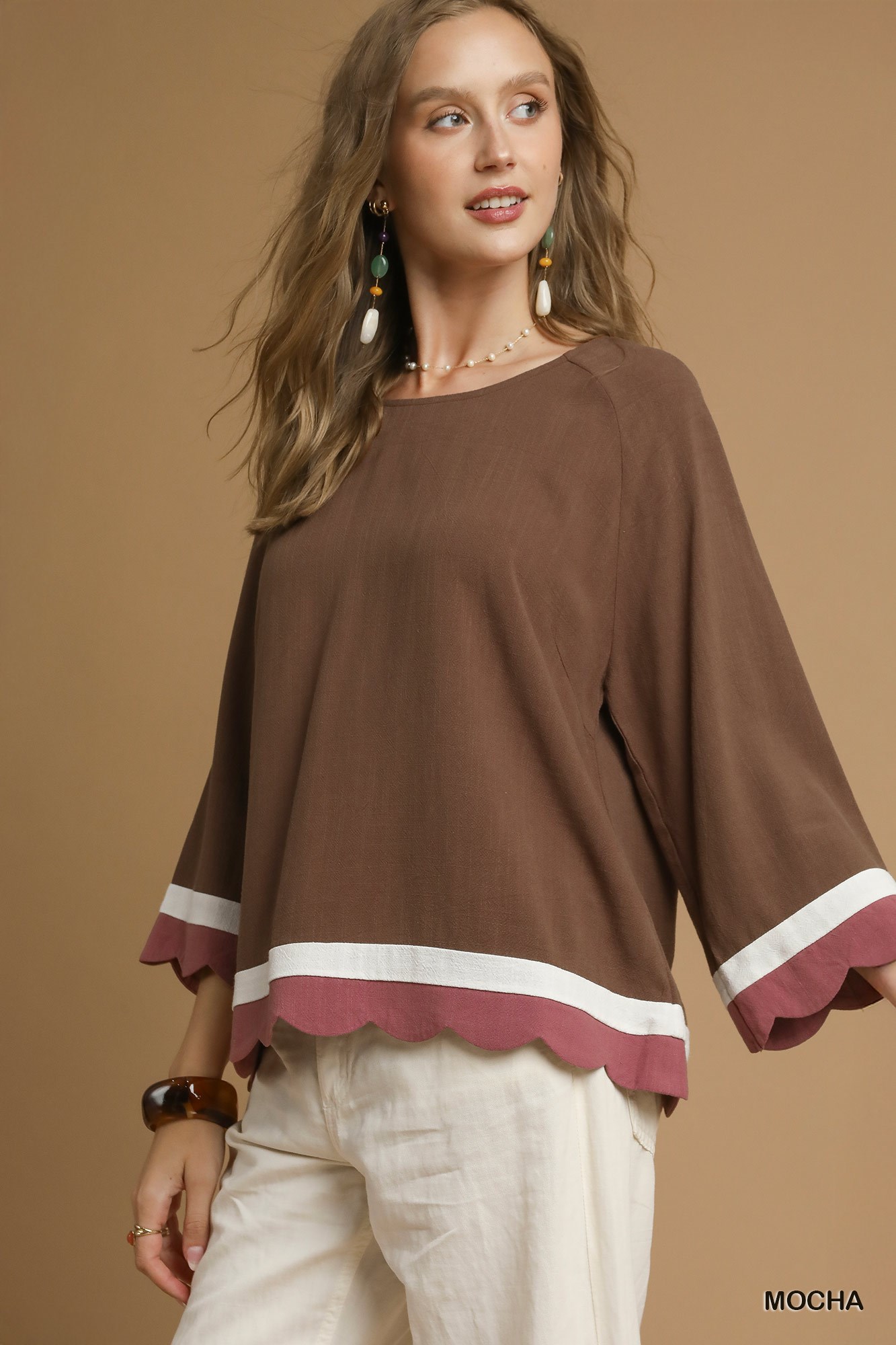 Scalloped Hem Color Block Top, image 2