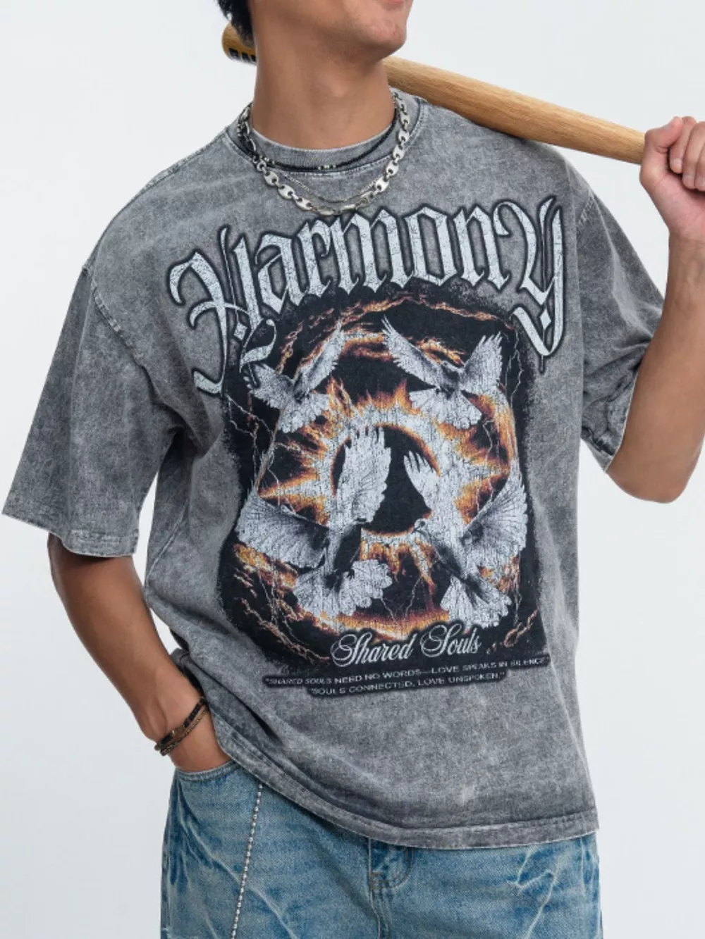 Men's Vintage Graphic Washed T-Shirt, image 5