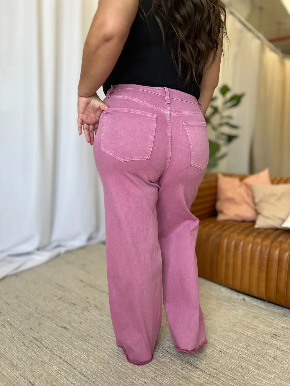 Full Size High Rise Garment Dye Wide Leg Jeans, image 6