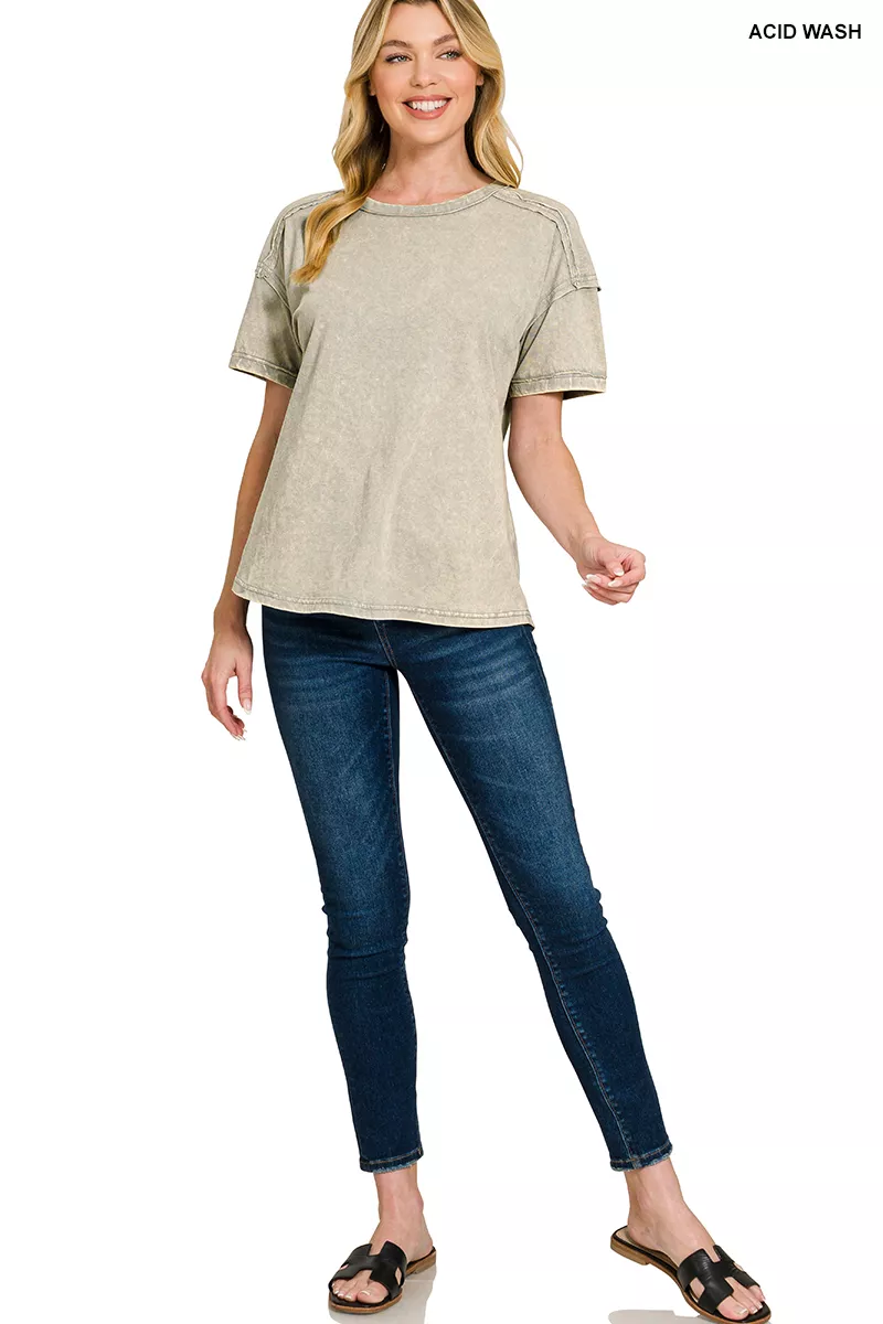 Acid Washed Round Neck T-shirts, image 2