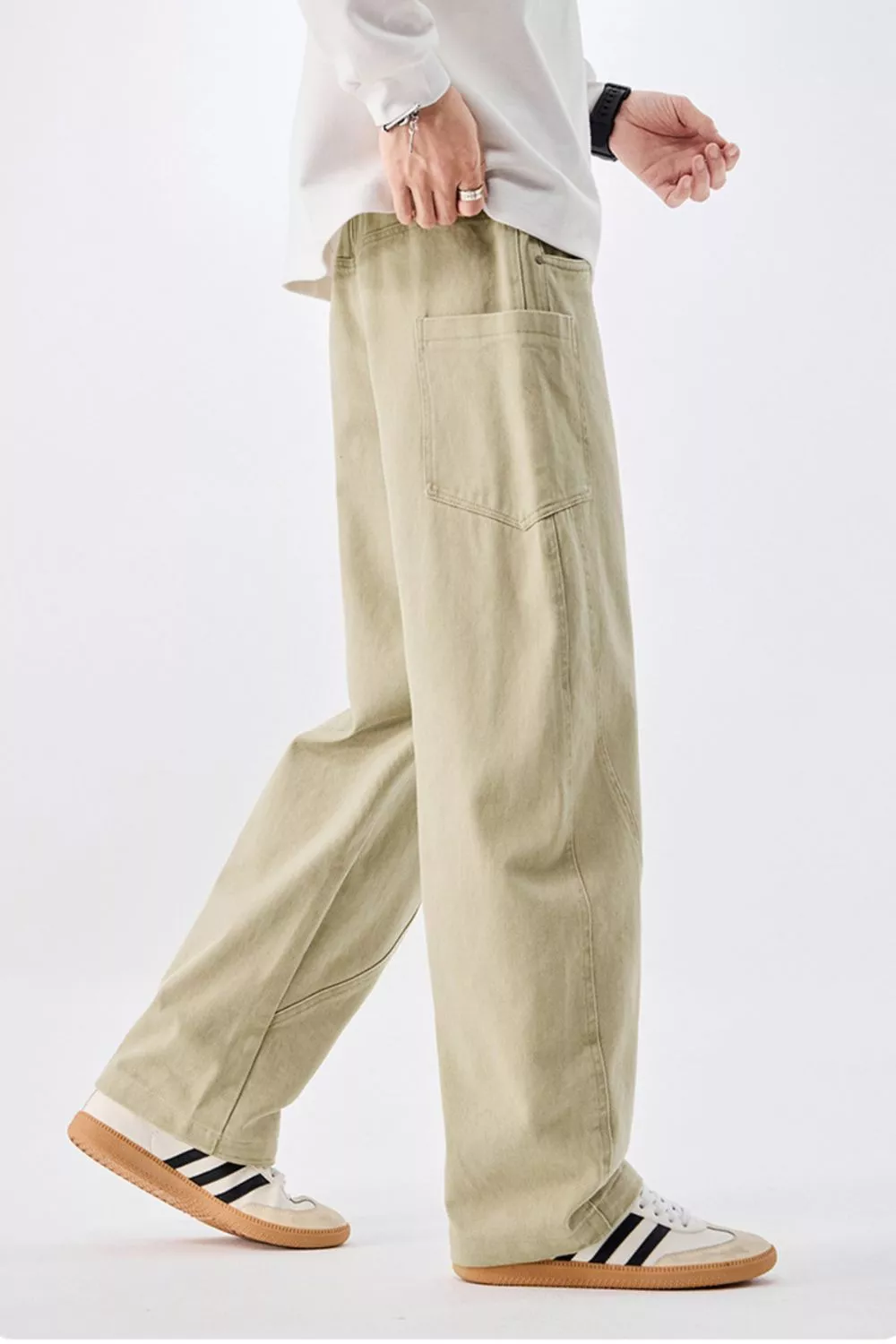 Men's Plus Size Loose Fit Drawstring Waist Jeans, image 4