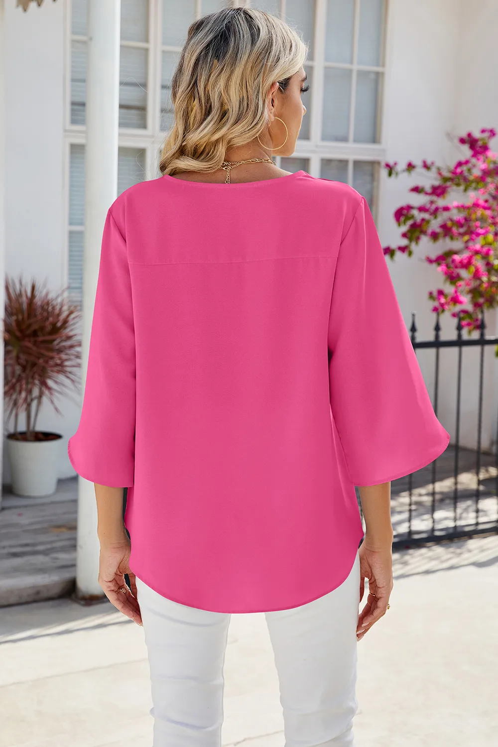 V-Neck Three-Quarter Sleeve Top, image 10