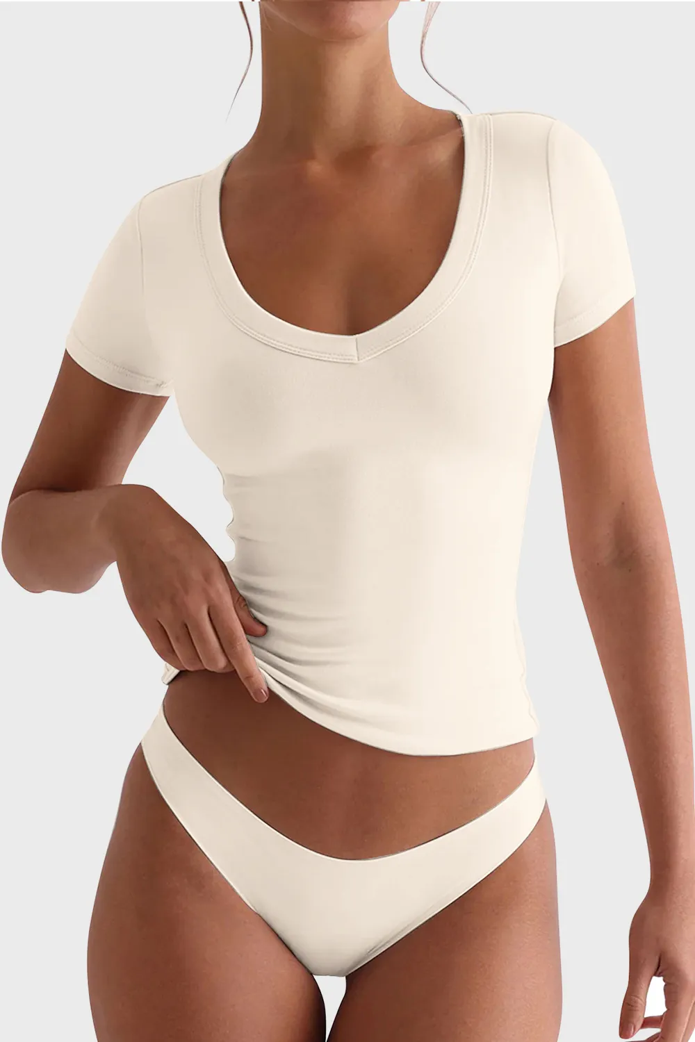 Scoop Neck Short Sleeve T-Shirt, image 4