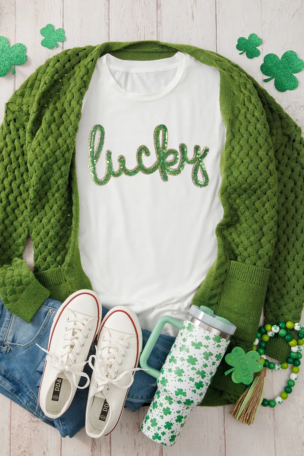 Sequined Lucky St.Patricks Day T-Shirt, image 3