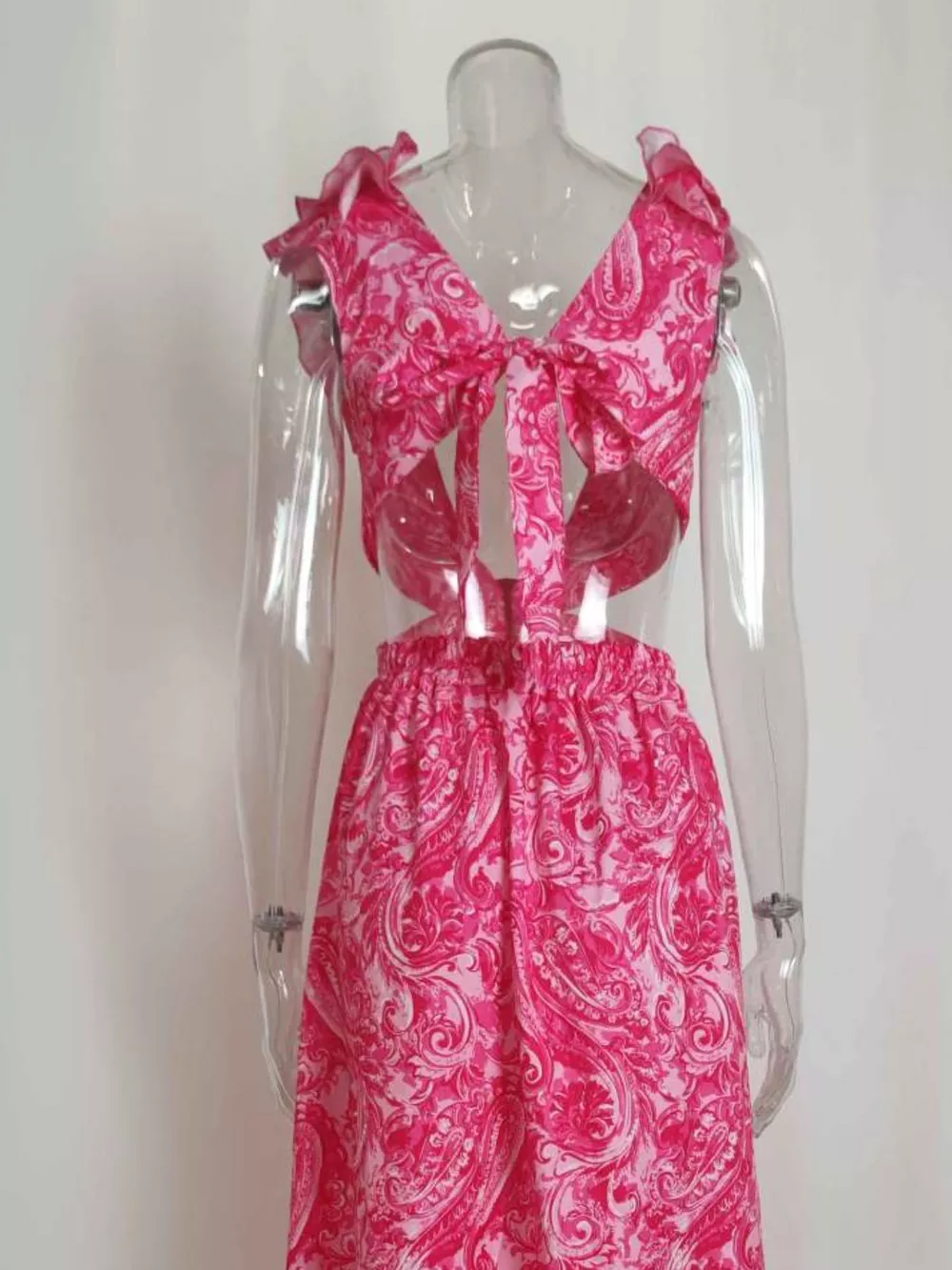 Full Size Ruffled Cutout V-Neck Maxi Dress Plus Size, image 9