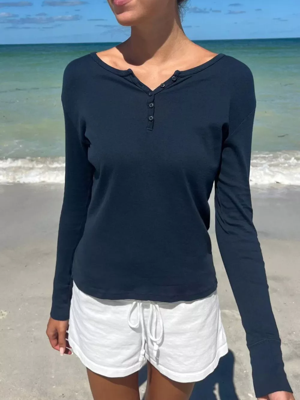 Striped Long Sleeve Henley T-Shirt, image 5