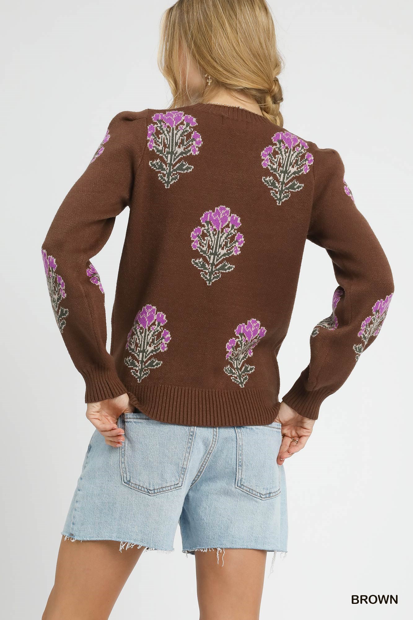 Single Flower Stem Jacquard Sweater, image 2