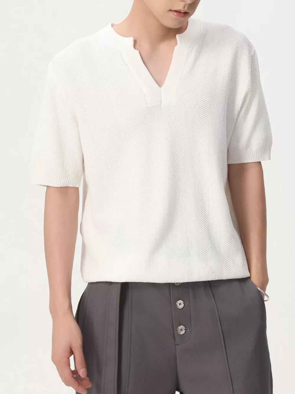Men's Notched Short Sleeve Knit Top, image 6