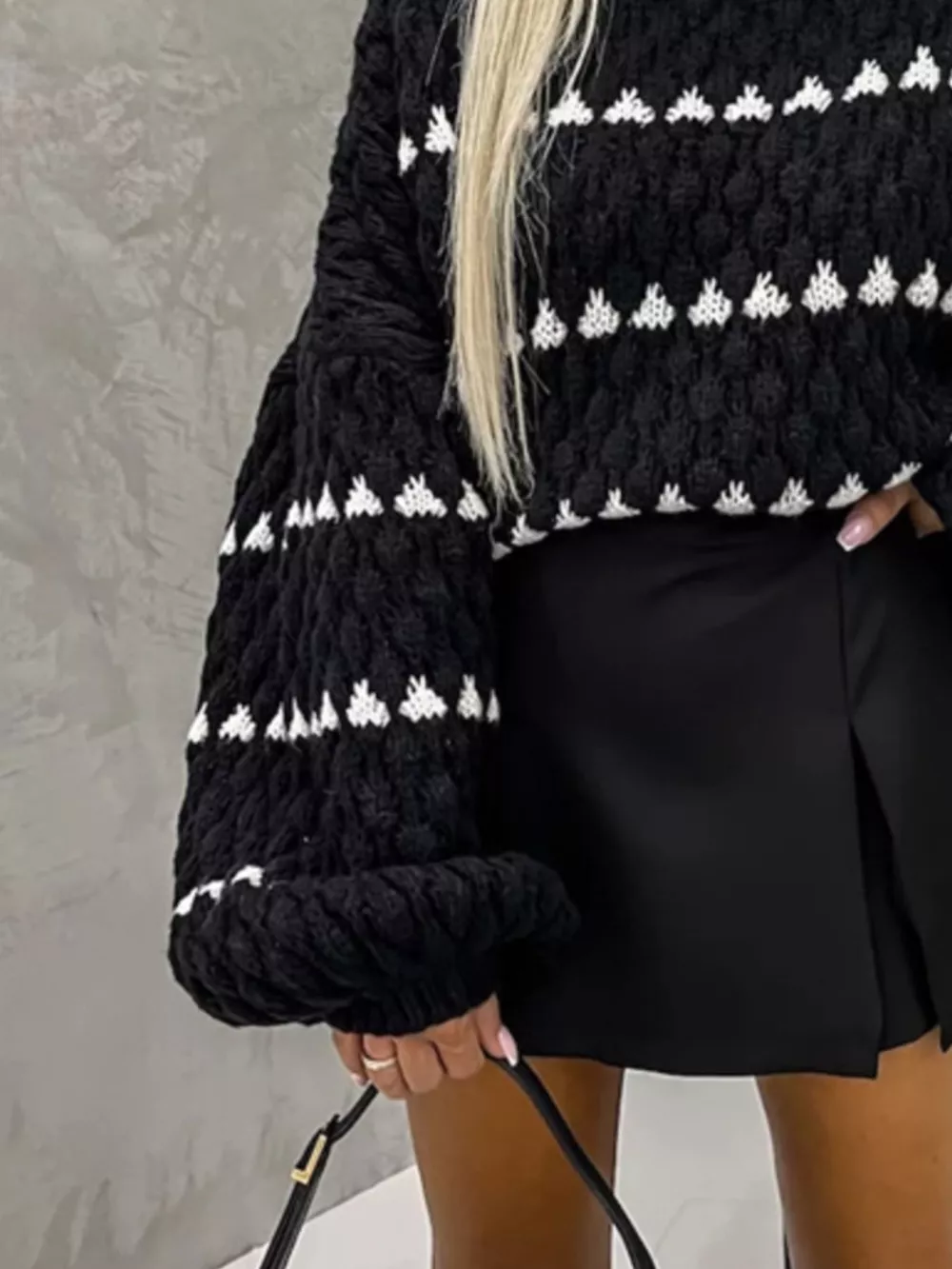 Chunky Knit Striped Sweater with Balloon Sleeves, image 13