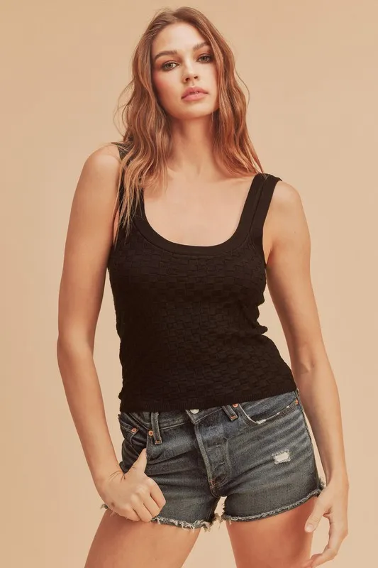 Scoop Neck Wide Strap Knit Tank