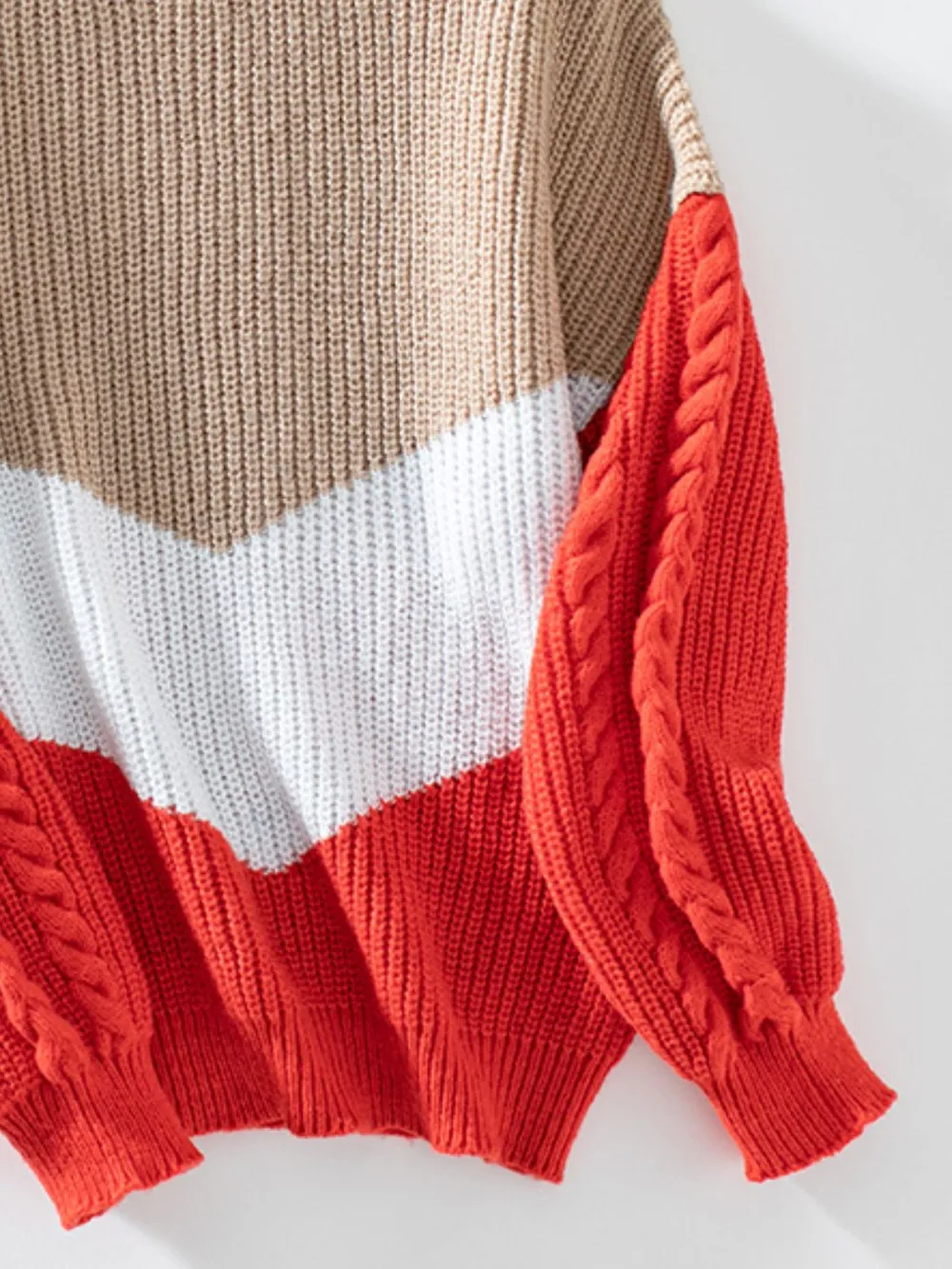 Contrast Round Neck Long Sleeve Sweater, image 14