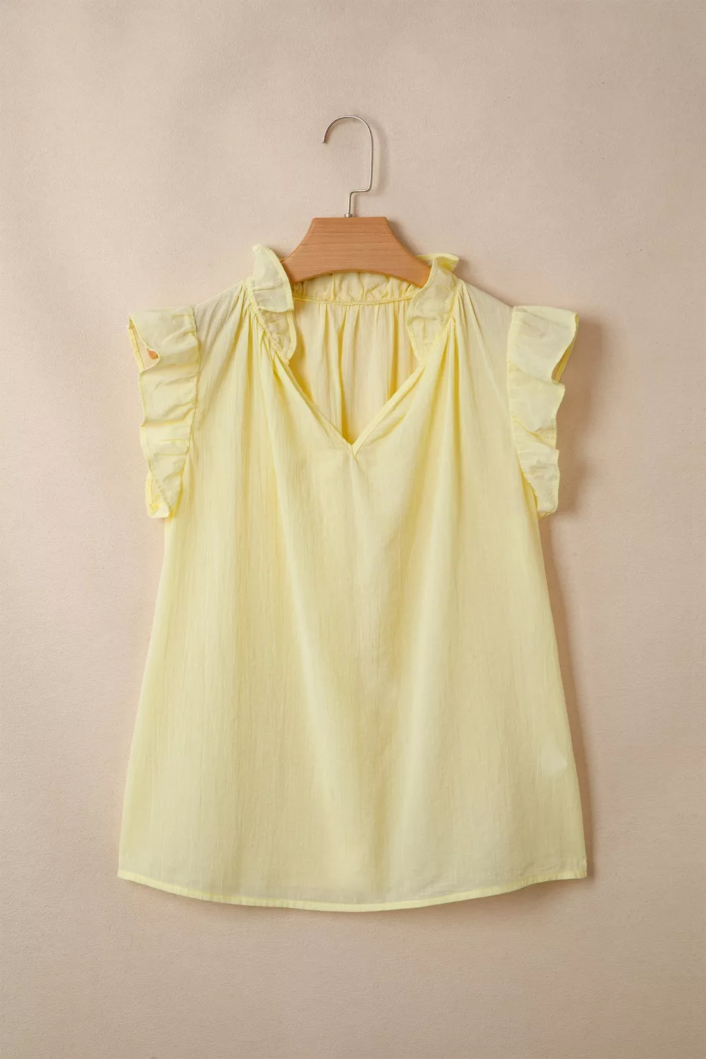 V Neck Ruffle Trim Sleeveless Shift Top, image 3
