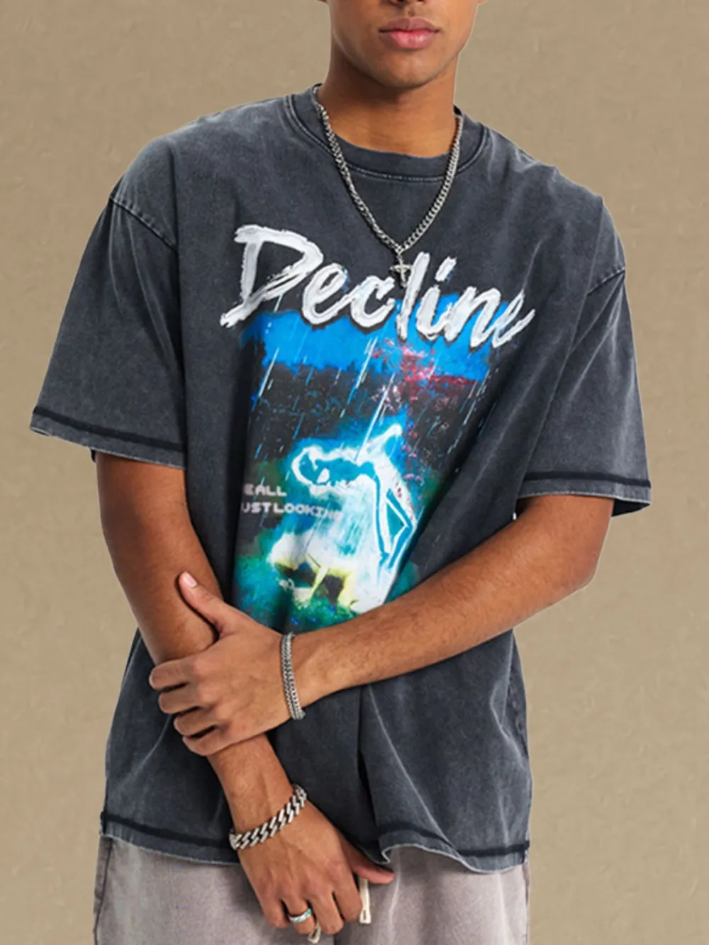 Men's Graphic Round Neck Half Sleeve T-Shirt