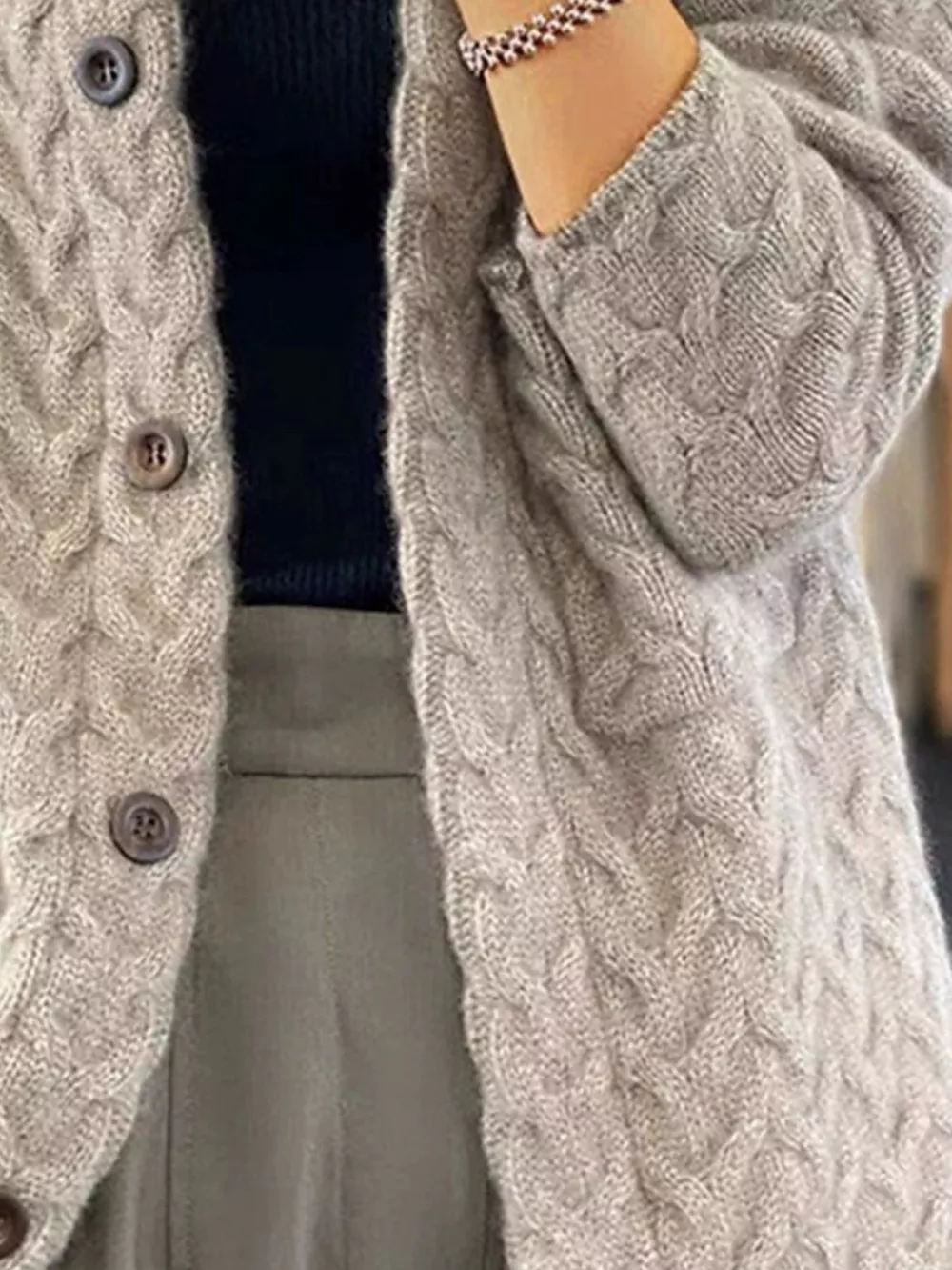 Full Size Textured Knit Button-Down Cardigan Plus Size, image 3