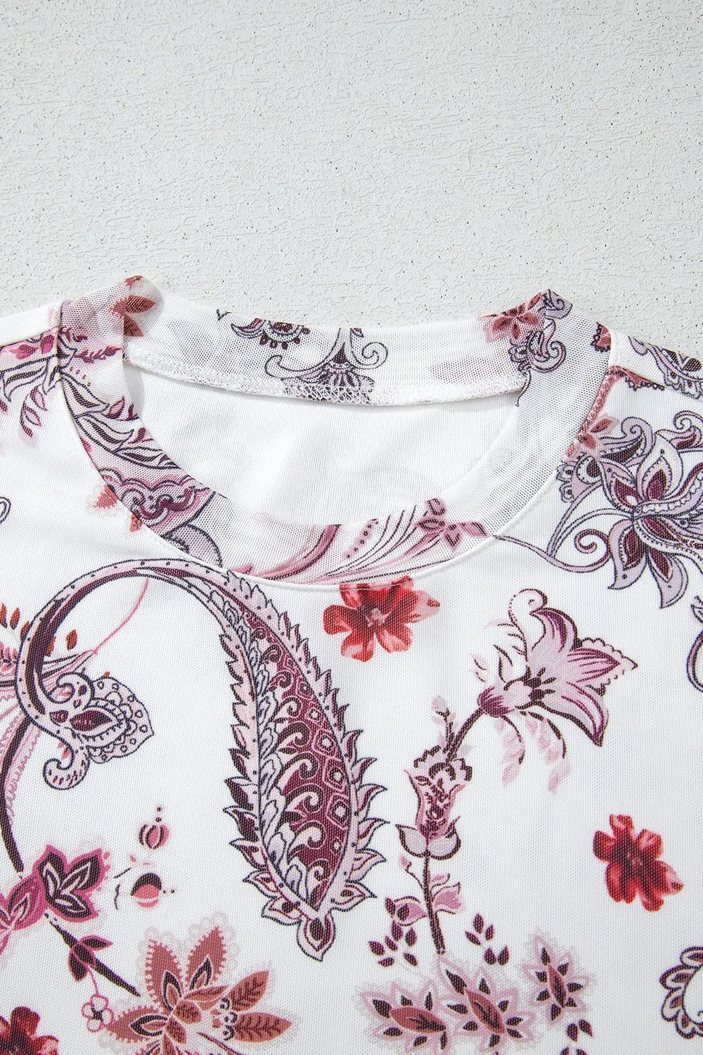 Paisley Mock Neck T Shirt, image 2