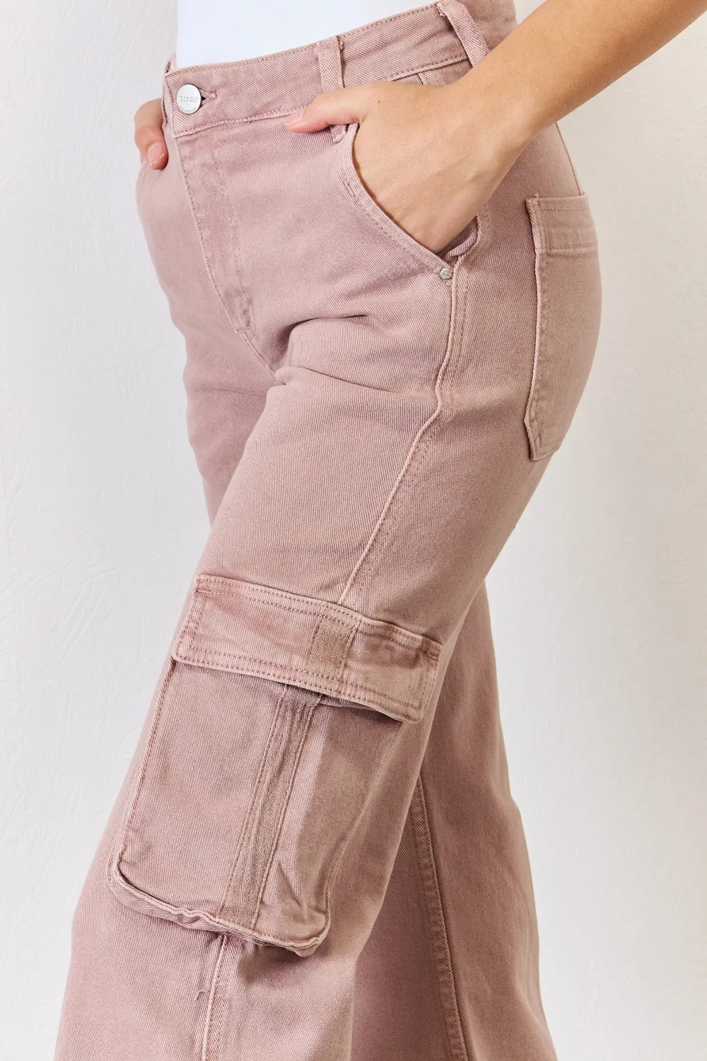 Full Size High Rise Cargo Wide Leg Jeans, image 5