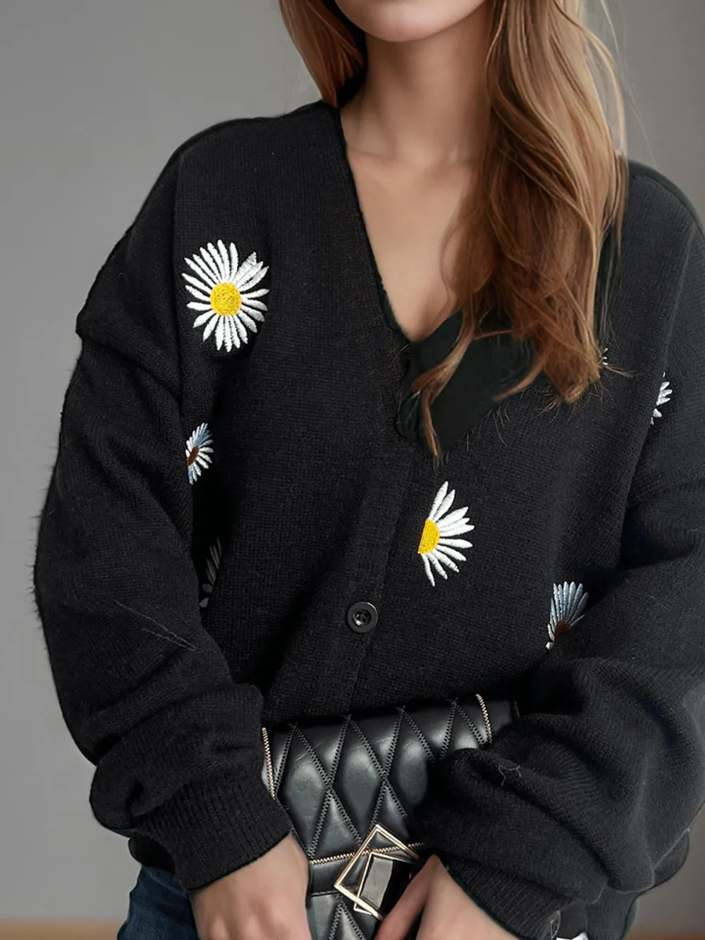 Daisy Button Up V-Neck Cardigan, image 9