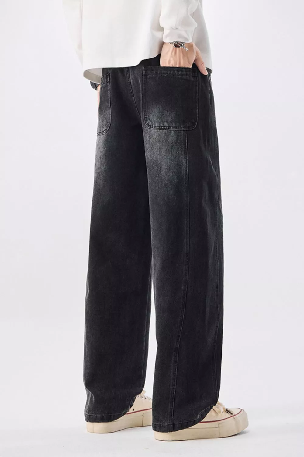 Men's Plus Size Vintage Wash Wide Leg Jeans, image 7