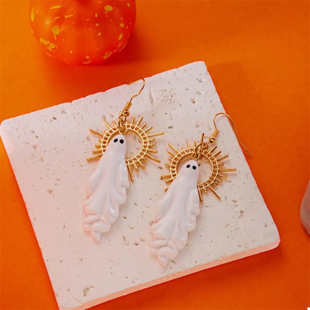 Halloween Sunburst Ghost Drop Earrings, image 3