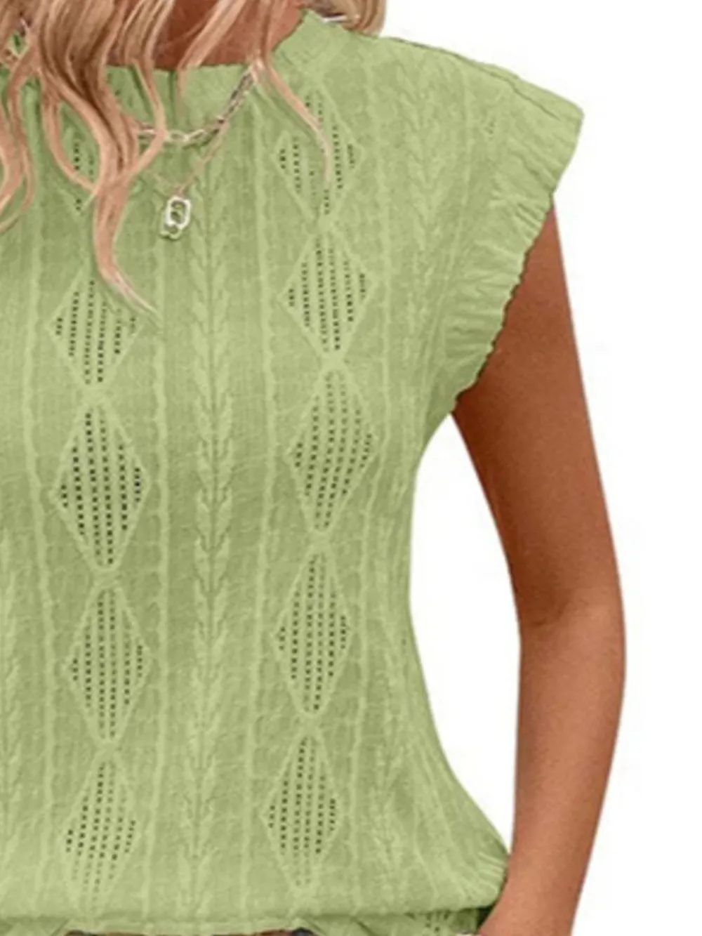 Openwork Round Neck Top, image 5
