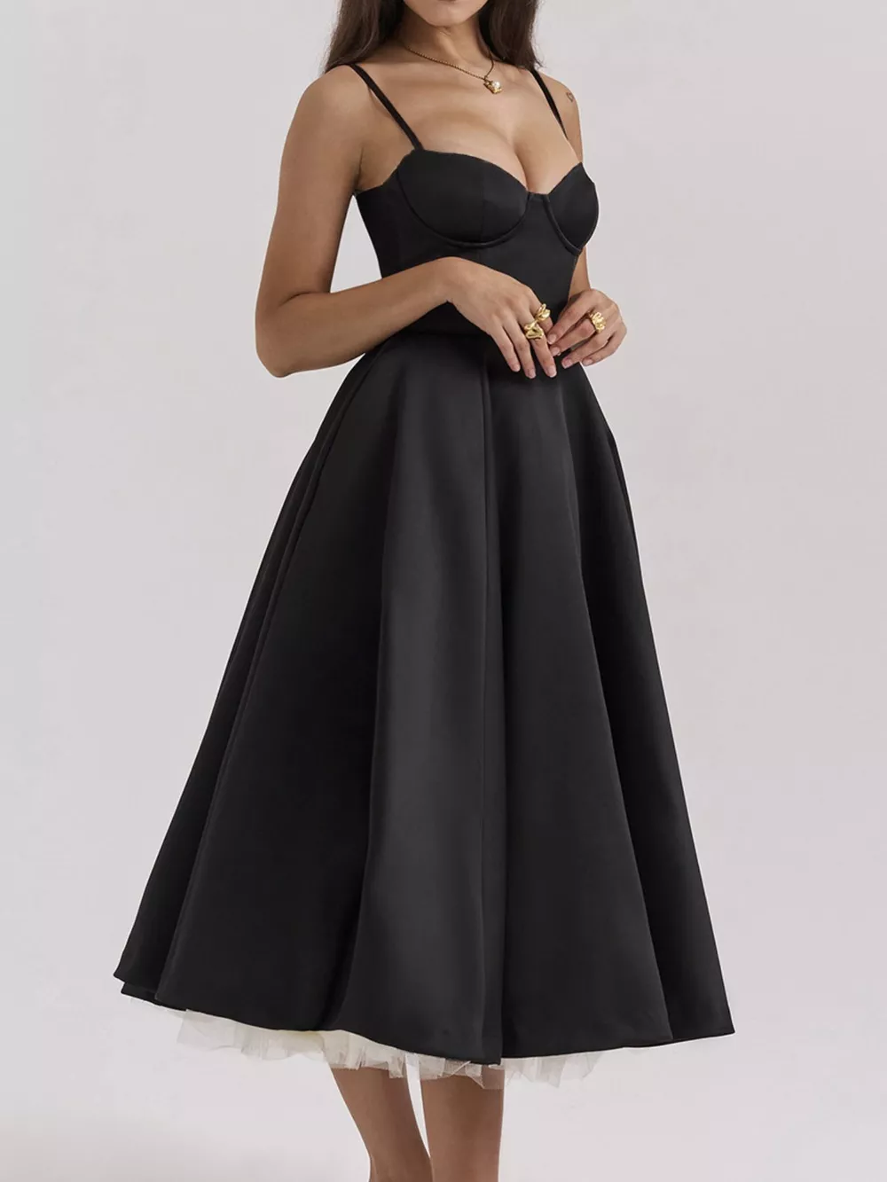 Sweetheart Neck A-Line Midi Dress, image 7