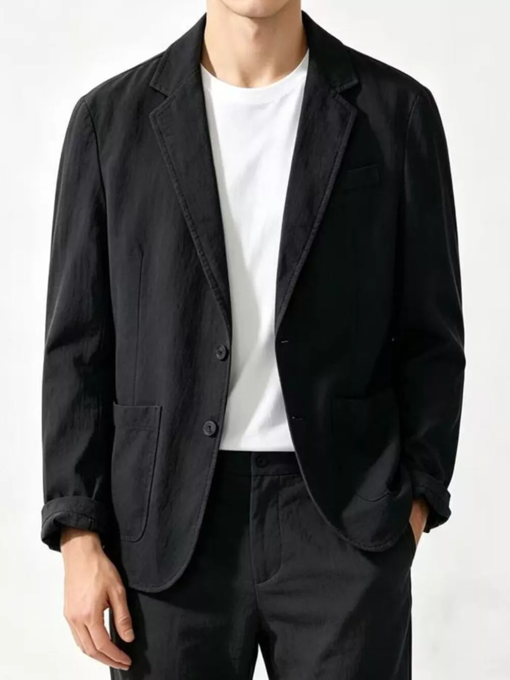 Men's Plus Size Button Up Long Sleeve Blazer