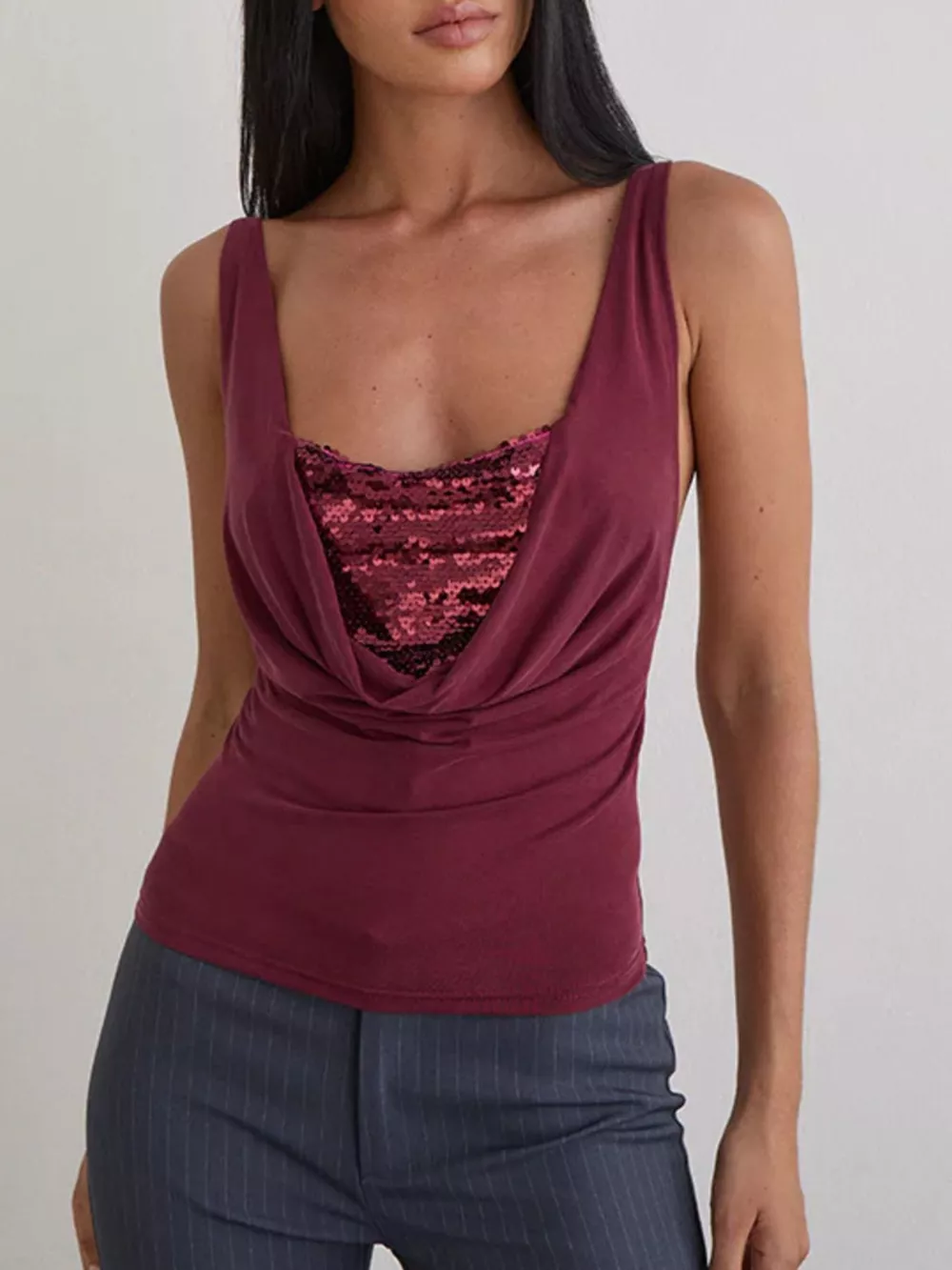 Sequin Detail Ruched Tank, image 6