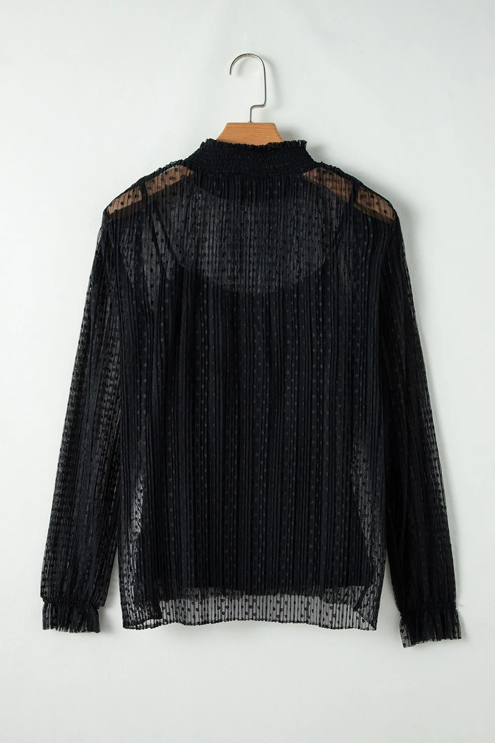 cami and Lace Sheer Mock Neck Long Sleeve Blouse, image 2