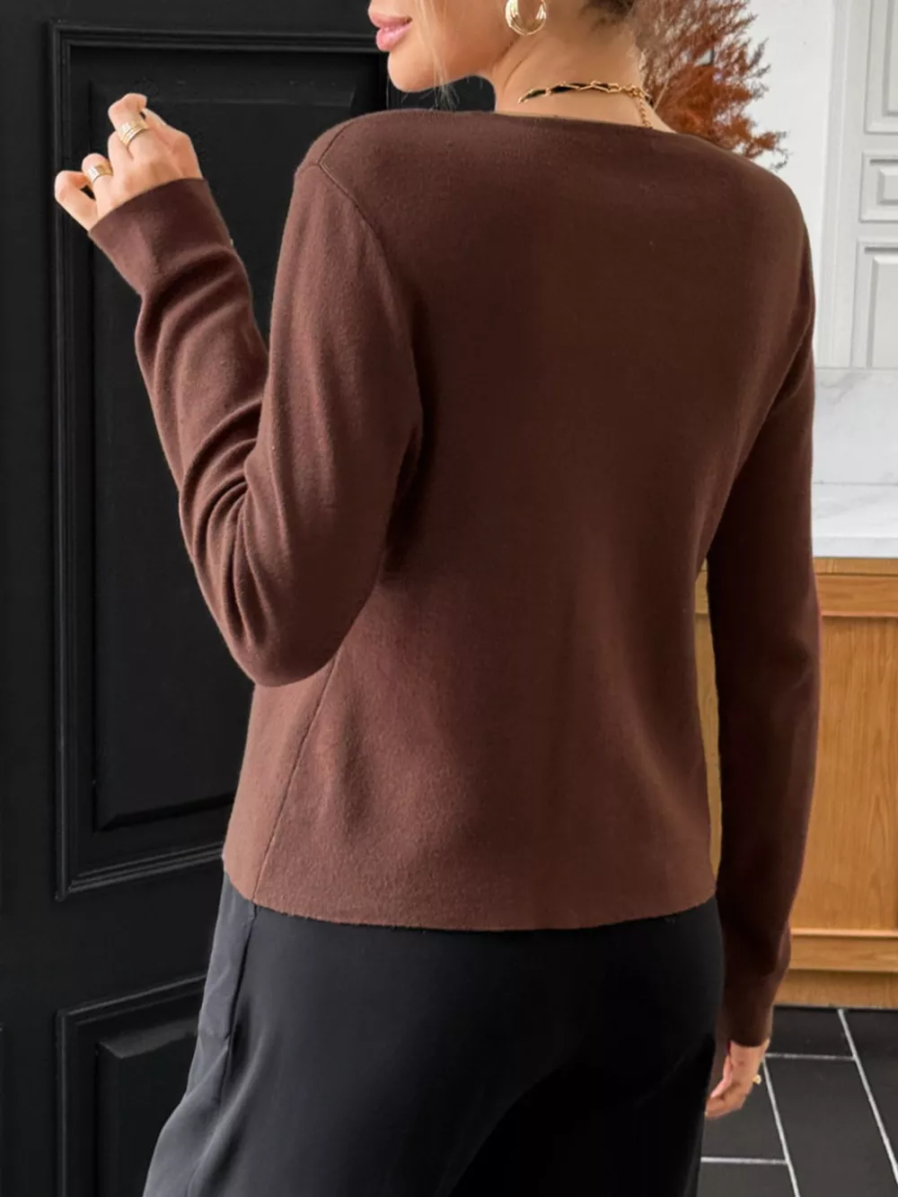 Button-Up Long Sleeve Knit Cardigan, image 19