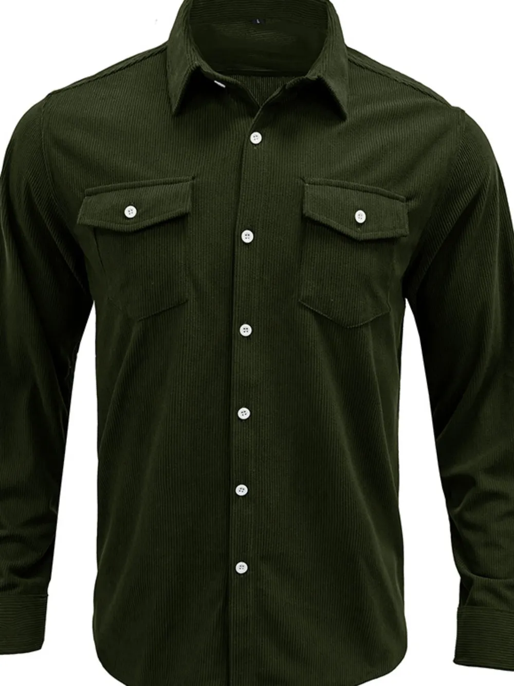 Men's Casual Corduroy Button Down Shacket, image 2