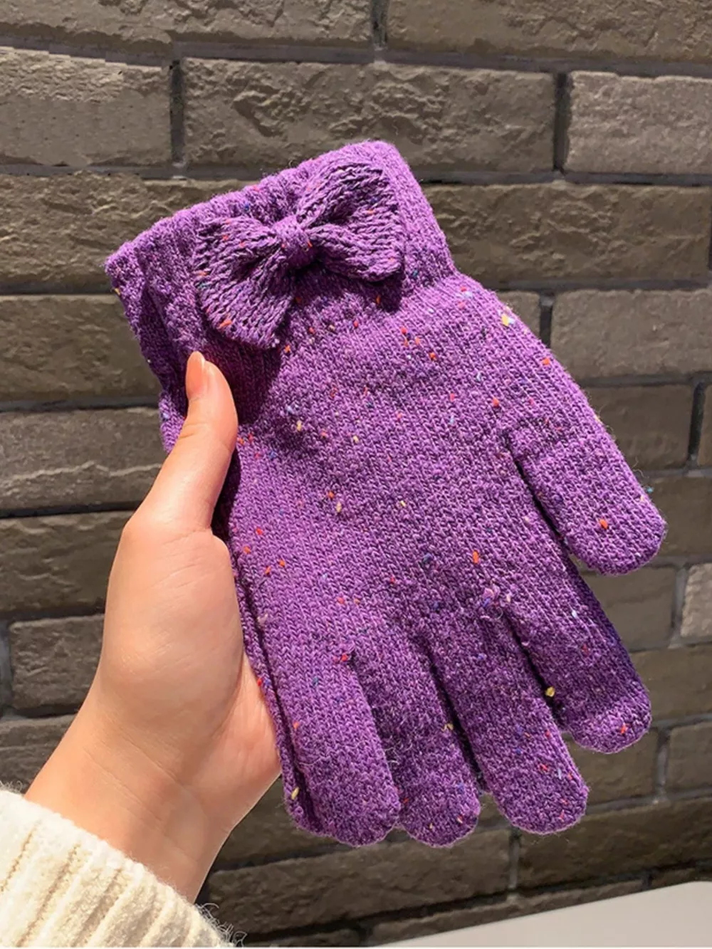 Knitted Bow Accent Gloves, image 3
