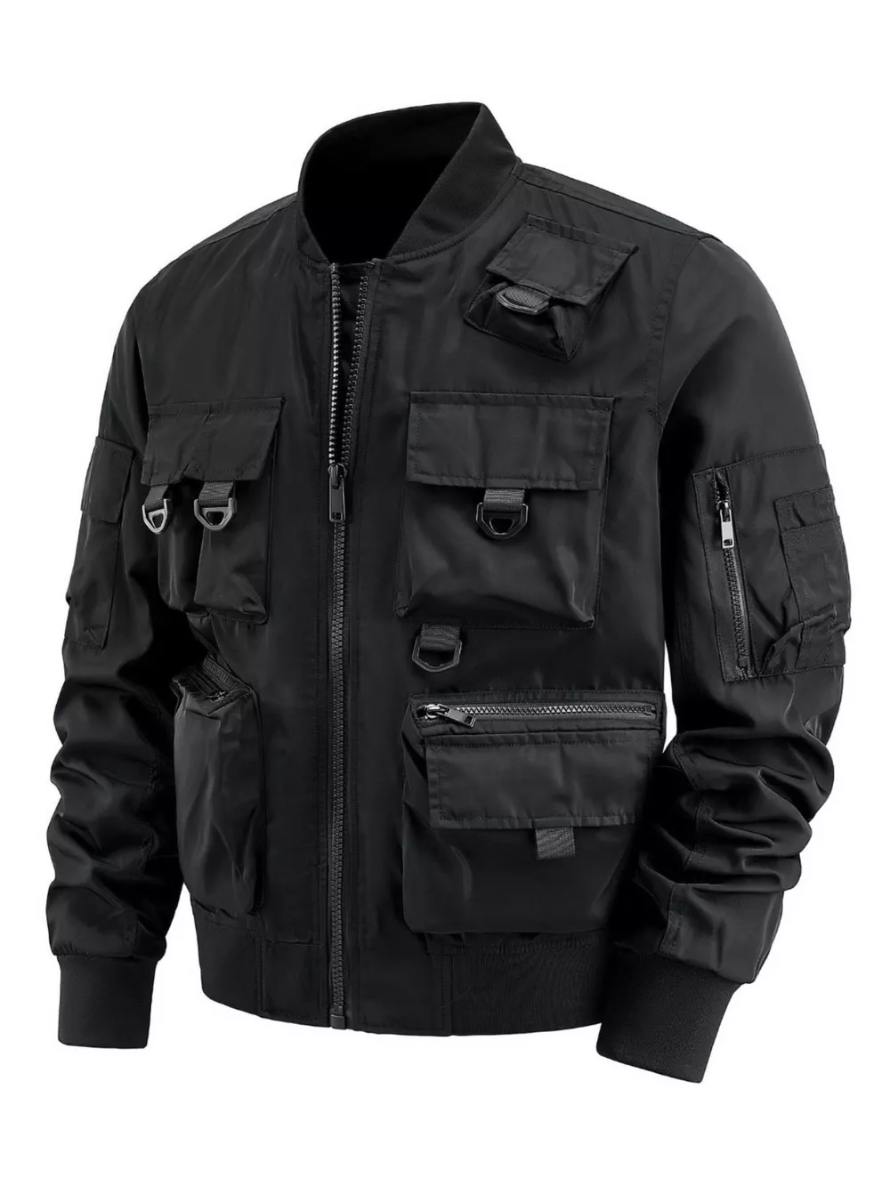 Men's Plus Size Multi-Pocket Tactical Bomber Jacket
