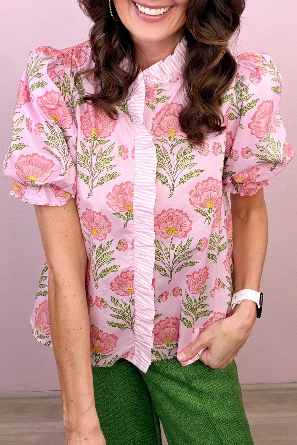 Floral Print Puff Sleeve Blouse, image 4