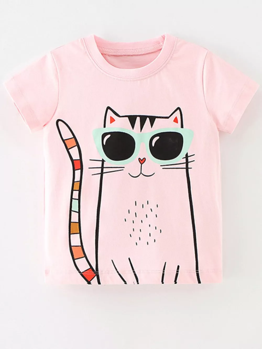 Children's Cat Graphic Short Sleeve T-Shirt