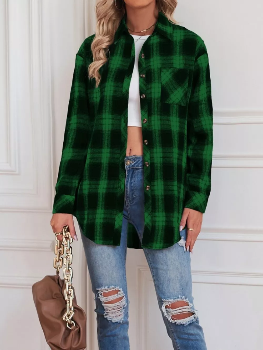 Casual Plaid Button Up Shirt, image 17