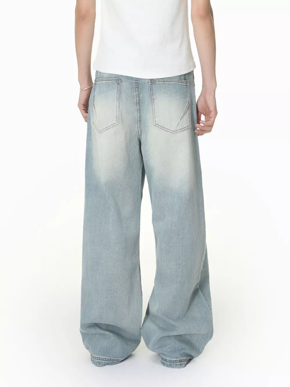 Men's Vintage Wash Wide Leg Jeans, image 6