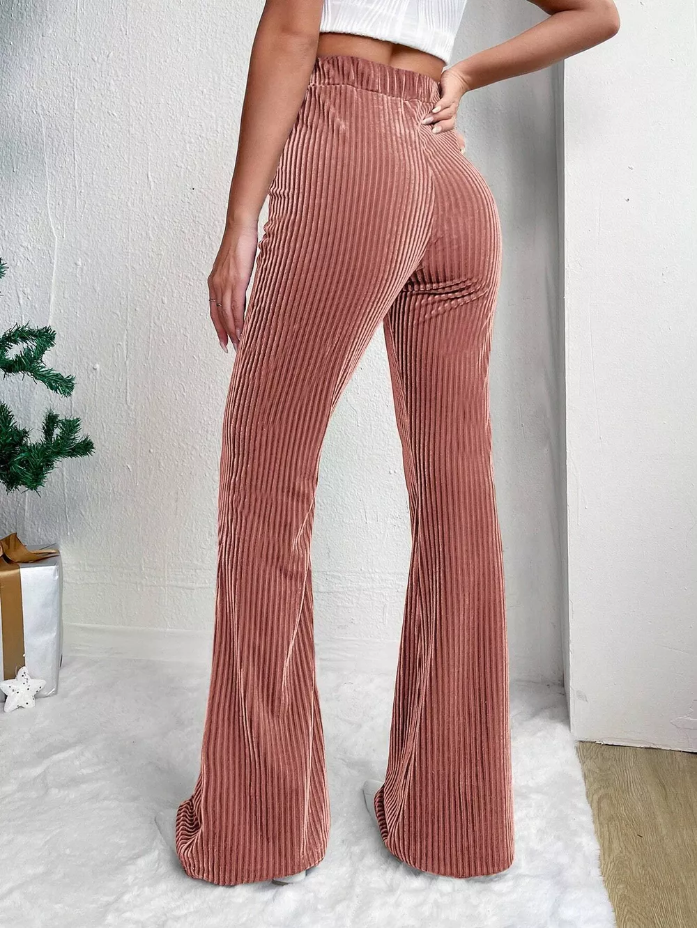 Corduroy High Waist Flare Pants, image 5