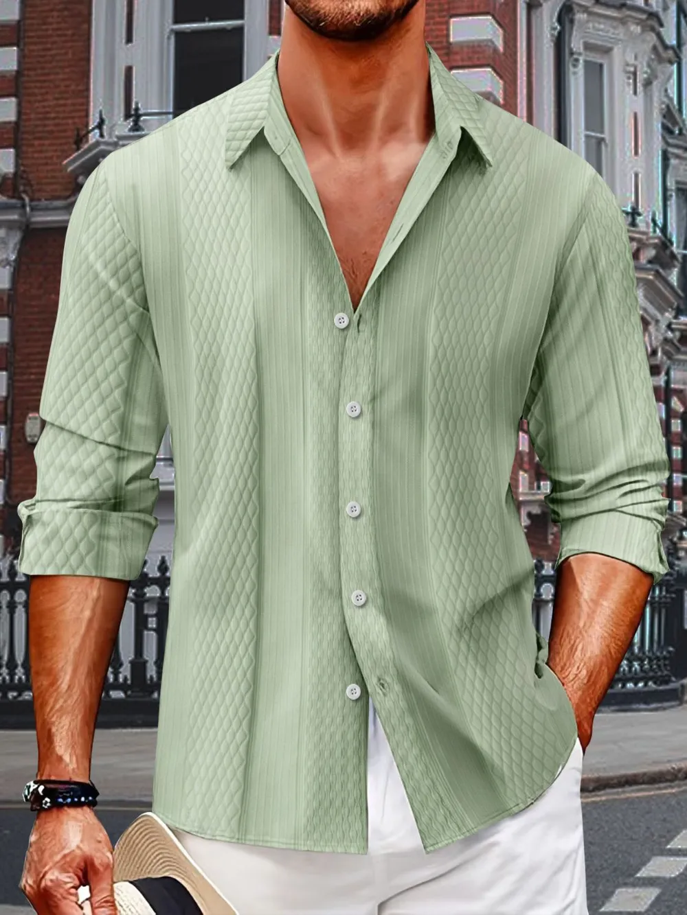Men's Full Size Button Up Long Sleeve Shirt Plus Size, image 4
