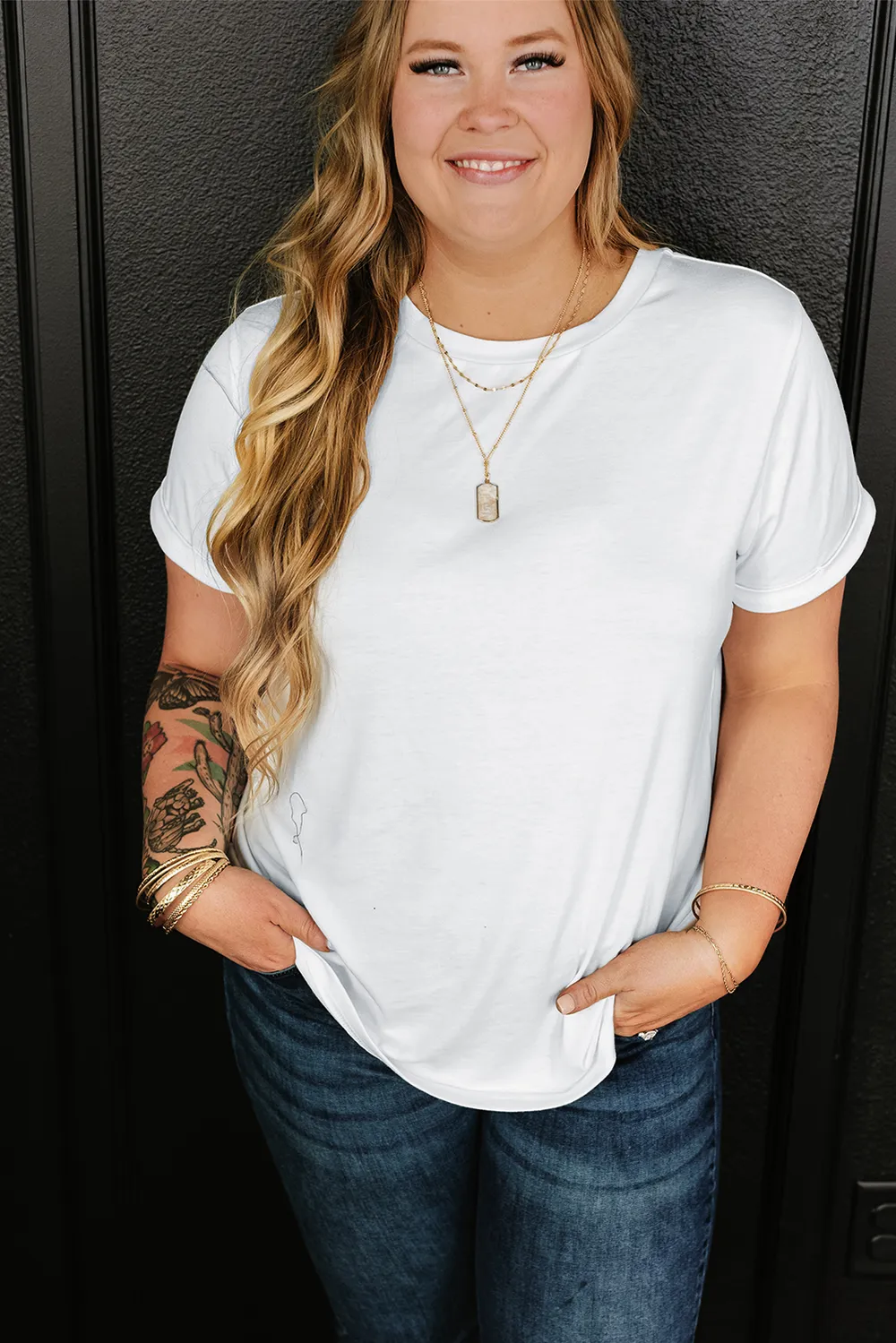 Full Size Round Neck Short Sleeve T-Shirt, image 3