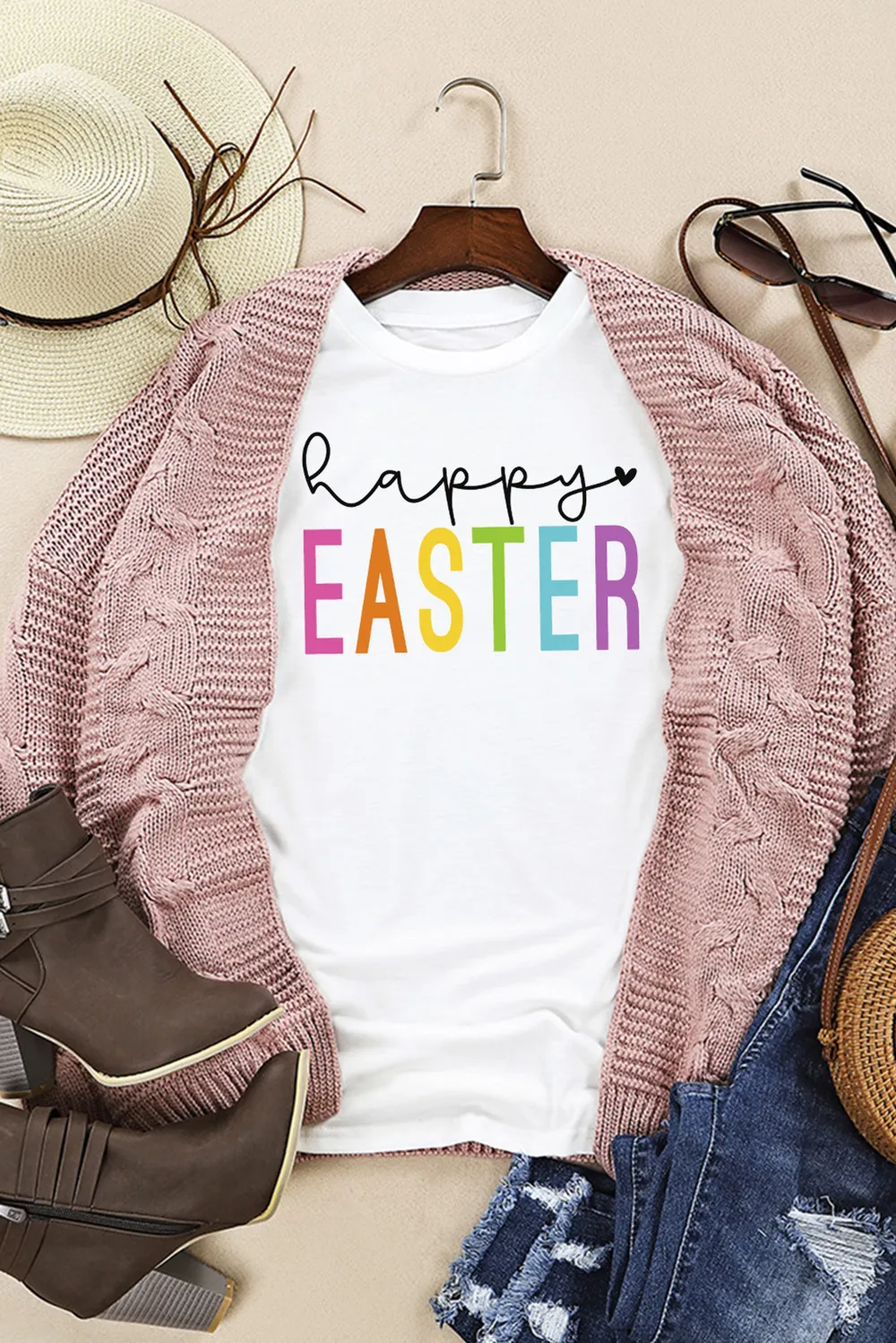 HAPPY EASTER Round Neck Short Sleeve T-Shirt, image 2