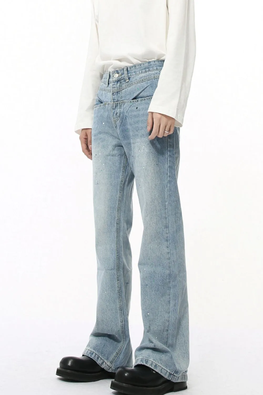 Splash Ink Washed Jeans with Pockets, image 4